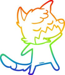 rainbow gradient line drawing friendly cartoon fox