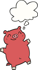 cartoon pig and thought bubble
