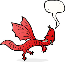 cartoon little dragon with speech bubble