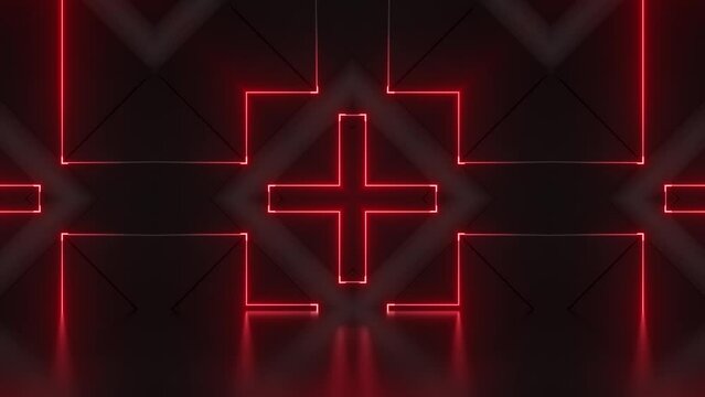 4K Red Neon Lines Background