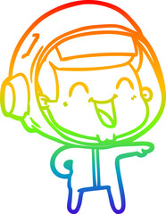 rainbow gradient line drawing happy cartoon astronaut