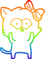 rainbow gradient line drawing cartoon cat