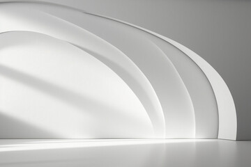 Smooth white wall curves of a modern minimalist interior design