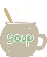 flat color illustration cartoon cup of soup