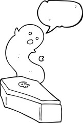 speech bubble cartoon spooky coffin