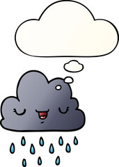 cartoon storm cloud and thought bubble in smooth gradient style