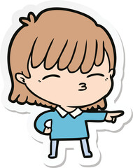 sticker of a cartoon woman