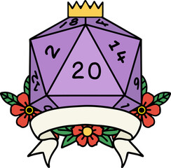 natural 20 critical hit D20 dice roll illustration