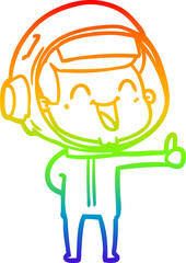 rainbow gradient line drawing happy cartoon astronaut