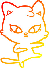 warm gradient line drawing cute cartoon cat