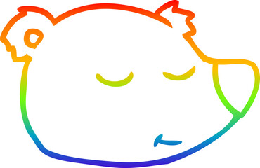 rainbow gradient line drawing cartoon polar bear face