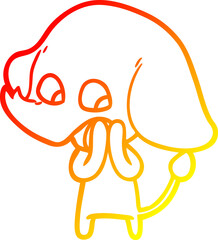 warm gradient line drawing cute cartoon elephant