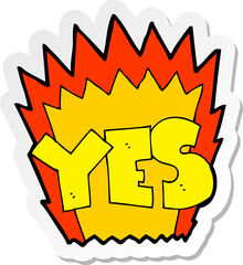 sticker of a cartoon yes symbol