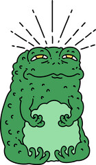 traditional tattoo style toad character