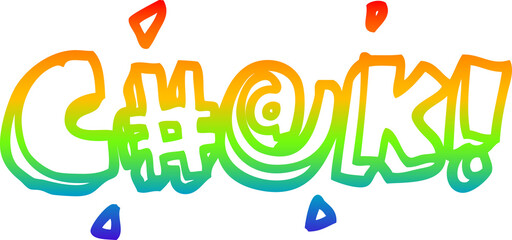 rainbow gradient line drawing cartoon swear word