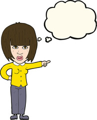 cartoon pointing annoyed woman with thought bubble