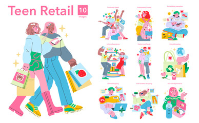 Fototapeta premium Teen Retail set. Vector illustration