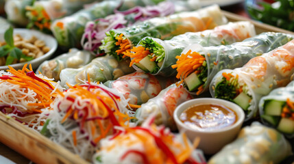 A tray of assorted Vietnamese summer rolls - Powered by Adobe