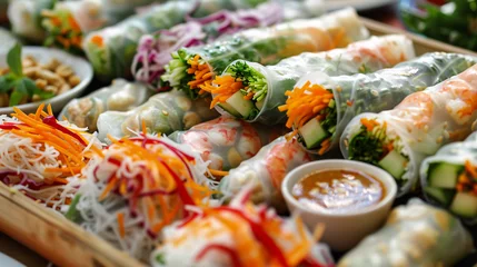 Foto op Plexiglas A tray of assorted Vietnamese summer rolls © Mahi