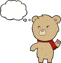 cartoon teddy bear with thought bubble