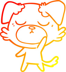 warm gradient line drawing cute cartoon dog