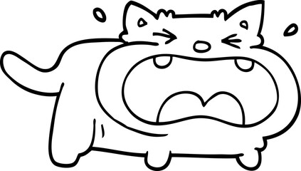 line drawing cartoon fat cat