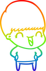 rainbow gradient line drawing happy cartoon boy