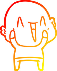 warm gradient line drawing happy cartoon bald man