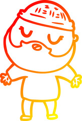 warm gradient line drawing cartoon man with beard