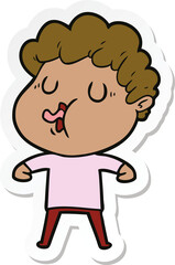 sticker of a cartoon man singing