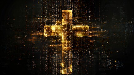 Digital Theme Cross in Gold and black colors