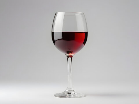 single glass of red wine isolated in white background