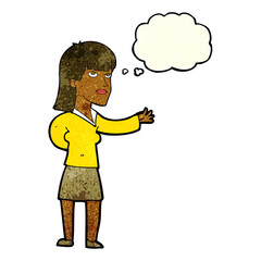 Fototapeta premium cartoon woman explaining with thought bubble