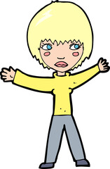 cartoon waving woman