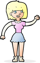 cartoon girl waving