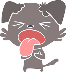 flat color style cartoon disgusted dog