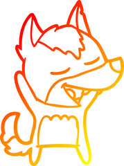 warm gradient line drawing cartoon wolf laughing