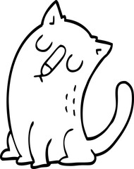 line drawing cartoon funny cat
