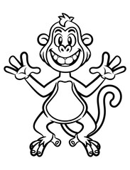 Cute Little Monkey Cartoon Characters jumping. Best for outline, logo, and coloring book with wildlife themes