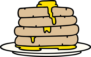 cartoon stack of pancakes with butter