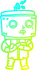 cold gradient line drawing cartoon robot