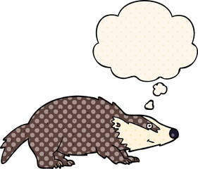 cartoon badger and thought bubble in comic book style