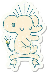 grunge sticker of tattoo style cute elephant