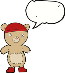 cartoon teddy bear with speech bubble