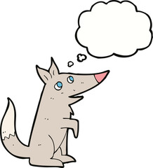 cartoon wolf cub with thought bubble