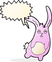 funny cartoon rabbit with speech bubble
