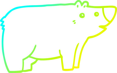 cold gradient line drawing cartoon bear