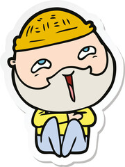 sticker of a cartoon happy bearded man