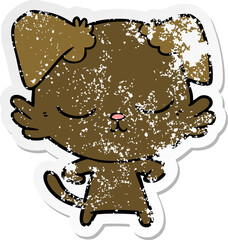 distressed sticker of a cute cartoon dog
