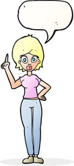 cartoon woman explaining her point with speech bubble
